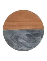 [Maxwell & Williams] Coaster Collective Round Marble & Acacia Coaster 10cm Charcoal