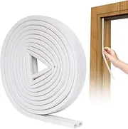 SUNMON D-Type Strip Door Weather Stripping Door Seal Self Adhesive Foam Soundproofing for Doors and Windows, Oundproofing Weatherstrip Gap Collision Avoidance (White)