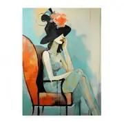 Girl Hat Chair Modern Art Canvas Print