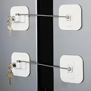 Refrigerator Locks,Fridge Lock,Freezer Lock with Key for Child Safety,Locks to Lock Fridge and Cabinets (White Fridge Lock-2Pack)