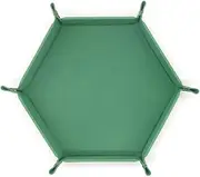 Wisafory Dice Boards Leather Velvet Dice Plate Hexagonal Cube Tray Cube Tray Cube Holder Foldable Dice Boards Storage Box for D&D, RPG, Board Game, Table Top Green