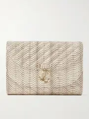 [Jimmy Choo] Jimmy Choo - Avenue Curve Snake-effect Leather Clutch - Snake print - One size One size Animal print