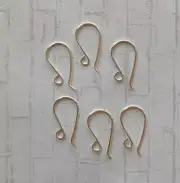 Earring hooks, ear wires, short with loop for jewelry making, Silver, 3 pair