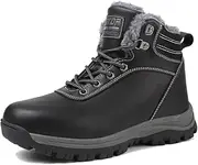 [ziitop] Winter Snow Boots Mens Walking Boots Waterproof Hiking Boots Warm Ankle Boots Mid Lace-up Non-Slip Outdoor Trekking Shoes