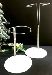 SET OF 2 LARGE DOLL DISPLAY STANDS ADJUSTABLE HEIGHT 9" TO 15" TALL WITH 7" BASE