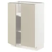 METOD base cabinet with shelves/2 doors, white/Havstorp beige, 60x37x80 cm
