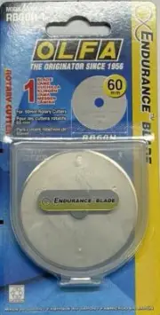 OLFA 60mm Rotary Cutter ENDURANCE BLADE, RB60H-1, For 60mm Rotary Cutters
