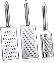 ASTIMESA Different Hole Sizes Cheese Grater and Ginger Grater Set, Zester Grater, Small Handheld Cheese Shredder for Kitchen Vegetable Food Fruit Chocolate (3 PCS)