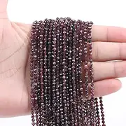 FONNEY 3mm Faceted Natural Stone Beads for Jewelry Making AAA Quality Gemstone Beads Mix Garnet Beads 120pcs Micro Laser Cut Round Loose Beads Charms for DIY Jewelry 16.5''Healing Stone Beads