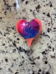 Glow In The Dark Heart Retractable Badge Reel ID Holder