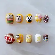 [GLORS] Purely Handmade Short Press On Nails | Cute Cartoon Design Fake False Nails | Salon Quality High-end Wearable Nails in Short Square (S, SS)