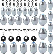 Egg Fishing Weights | Sinkers for Fishing Wire - Egg Shaped Sinkers for Catfish Casting Saltwater and Freshwater, for Camping, Travel
