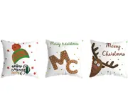 JunChang P91 3PCS 45x45cm Christmas Snow Hat Pattern Hugging Pillowcase Holiday Home Decoration Pillow Case Sofa Cushion Cover