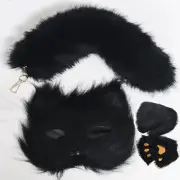 Furry Animal Theraian Set Cat Fox Mask Tail and Paw Gloves Halloween Costume ...