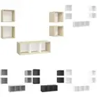 5 Piece TV Cabinet Stand Unit Lowboard Set Chipboard Multi Colours vidaXL