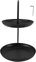 QANYEGN Double Tier Round Tray Stand, 2 Tier Round Gold Dessert Display Holder, Iron Round Storage Tray Organizer for Party Wedding Birthday Home (Iron 2)