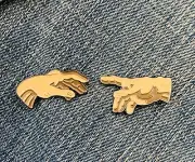 Michelangelo The Creation of Adam Enamel Pins Metal Studs 2 Pieces