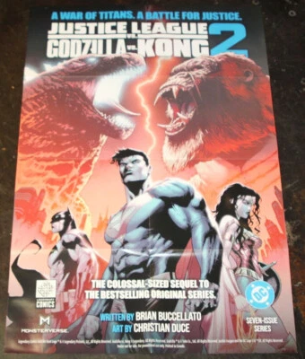2025 Justice League vs Godzilla vs Kong 2 DC Comics All In Promo Poster 24 x 36"