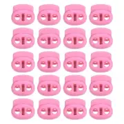 0.7x0.8" Cord Locks, 30 Pack Double Hole Spring End Toggle Stopper, Pink