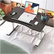 Adjustable Laptop Bed Desk,Card Slot/Cup Holder/Baffle Design/Folding Leg Portable Bed Tray Table,Eating Writing Bed Table Write