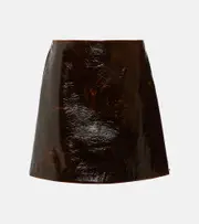 [Sportmax] Sportmax Beta leather-effect wool-blend miniskirt UK 2 brown
