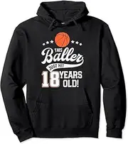 [VidiAmazing] Kids 18th Birthday Basketball This Baller is Now 18 Pullover Hoodie ds1106