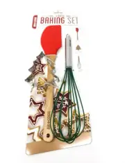 Art & Cook 3 Piece Holiday Baking Set, 3 Piece, 12” Spatula, Cookie Cutter Whisk