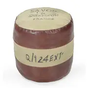 Savon de Marseille Round Ottoman � Recycled Canvas & Leather, Handmade in India