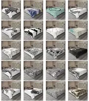 Ambesonne Black White Art Flat Sheet Top Sheet Decorative Bedding 6 Sizes