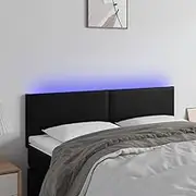 Bed Headboard LED, Beds Head Frame LED Headboard Black 144 cm Faux Leather