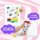 Wink Dot Grid Notebook x Coffee Tumbler | Eye and Lip Pop Art Print