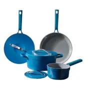 Ceramic Nonstick Cookware Set, Non stick Soup Pots Frying pan & Sauce Navy Blue