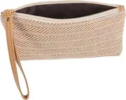 [VALICLUD] Ladies Straw Wallet Women's Zippered Purse Cardholder Compact Straw Clutch for Women