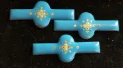 Antique Robins Egg Blue Enamel & Painted Circle Design Piece Trim Lot As Is H808