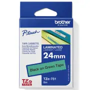Brother TZE-751 Laminated Labelling Tape 24mm (Black On Green)