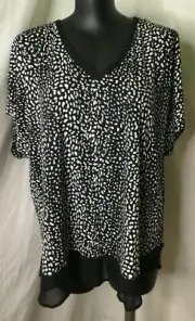 AUTOGRAPH BLACK "ANIMAL PRINT" V NECK TOP SZ 26-NEW AUTOGRAPH--STOCK JUST IN!