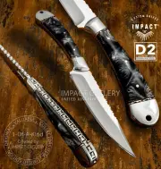 IMPACT CUTLERY RARE CUSTOM D2 FULL TANG BUSHCRAFT SKINNING KNIFE RESIN