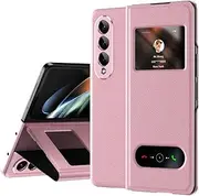 [XBS-Better] Case for Samsung Galaxy Z Fold4 5G 2022, Premium Business Slim Fit Magnetic Kickstand Flip Folio Leather Cover Case for Galaxy Z Fold 4-Pink