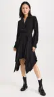 [Jason Wu] Long Sleeve Silk CDC Shirt Dress with Asymmetric Hem