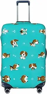 [CADREWY] Cartoon Beagle Dog Print Travel Suitcase Cover Luggage Protector with Elastic Anti Scratch for Carry On, Black, Medium
