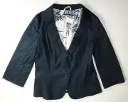 *NWT* SISLEY WOMENS LADIES FASHION DESIGNER BLACK SLIM FIT BLAZER MEDIUM J294