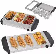 Food Warmer Buffet Electric Server Bain Marie Stainless Steel 1.5L X 3 Tray