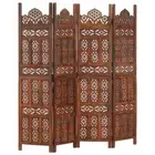 Hand Carved 4-Panel Room Divider Folding Privacy Screen Stand Solid Mango Wood