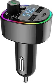 Dual USB Ports Car MP3 Player Hands- Calling Music Player BT Wirel FM Transmitters Radio 7 Color Lights TF Card/U Disk Real-time Voltage Display Car Charger