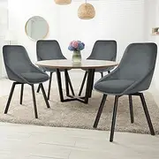 [ALFORDSON] Velvet Dining Chairs Set of 4, Kitchen Chair with Swivel Seat, Metal Legs & Floor Protector, Reading Seating for Home Cafe Coffee Table, Max 150kg, Grey