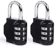 DonJon Padlock,2 Pack Combination Lock 3 Digit Padlock for Gym,Outdoor&School Locker,Fence,Hasp and Storage(Black)
