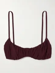 [Ulla Johnson] Ulla Johnson - Naomi Gathered Underwired Bikini Top - Burgundy - small small Burgundy