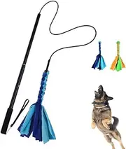 Interactive Dog Toys - Extendable Flirt Pole with 2pcs Fleece Lure Tugs for Dog Outdoor Entertainment, Train and Exercise