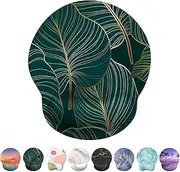 Giecy Ergonomic Mouse Pad with Wrist Support, Gel Mousepad Wrist Rest with Non-Slip Base Pain Relief for Home Office School (Green Leaf)