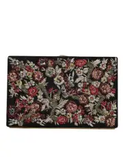 Dolce & Gabbana Multicolor Floral Gold Frame Clutch Evening Purse Women's Bag